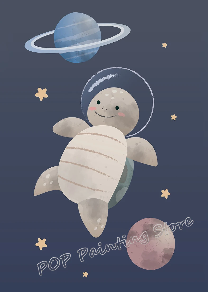 Plakat kosmiczna przygoda - rakieta i astronauta Granatowy