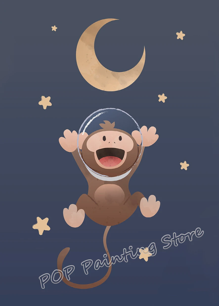 Plakat kosmiczna przygoda - rakieta i astronauta Zielony