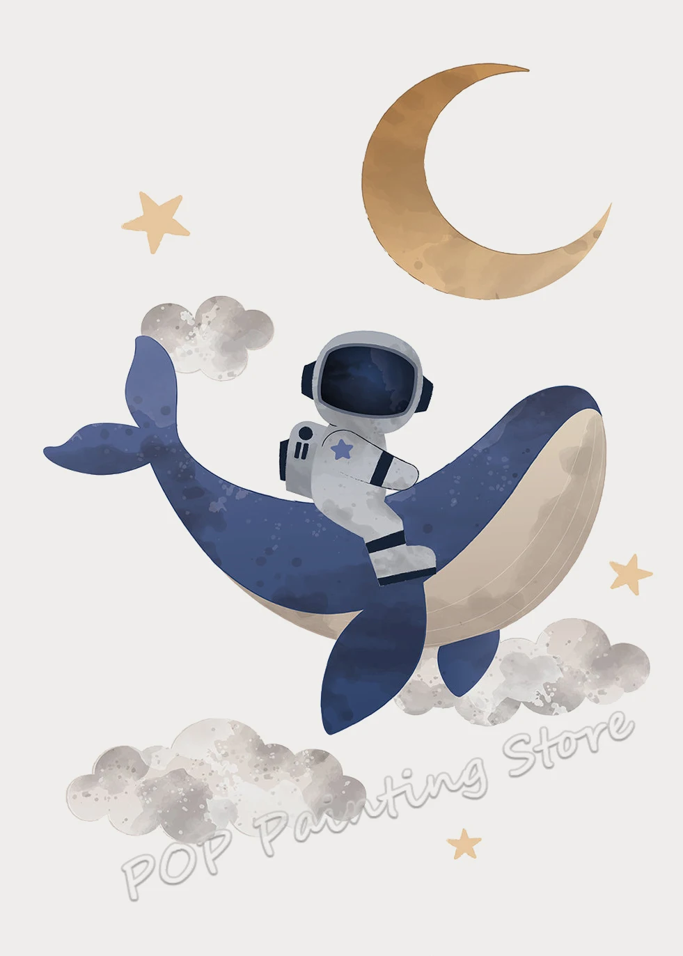Plakat kosmiczna przygoda - rakieta i astronauta żółty