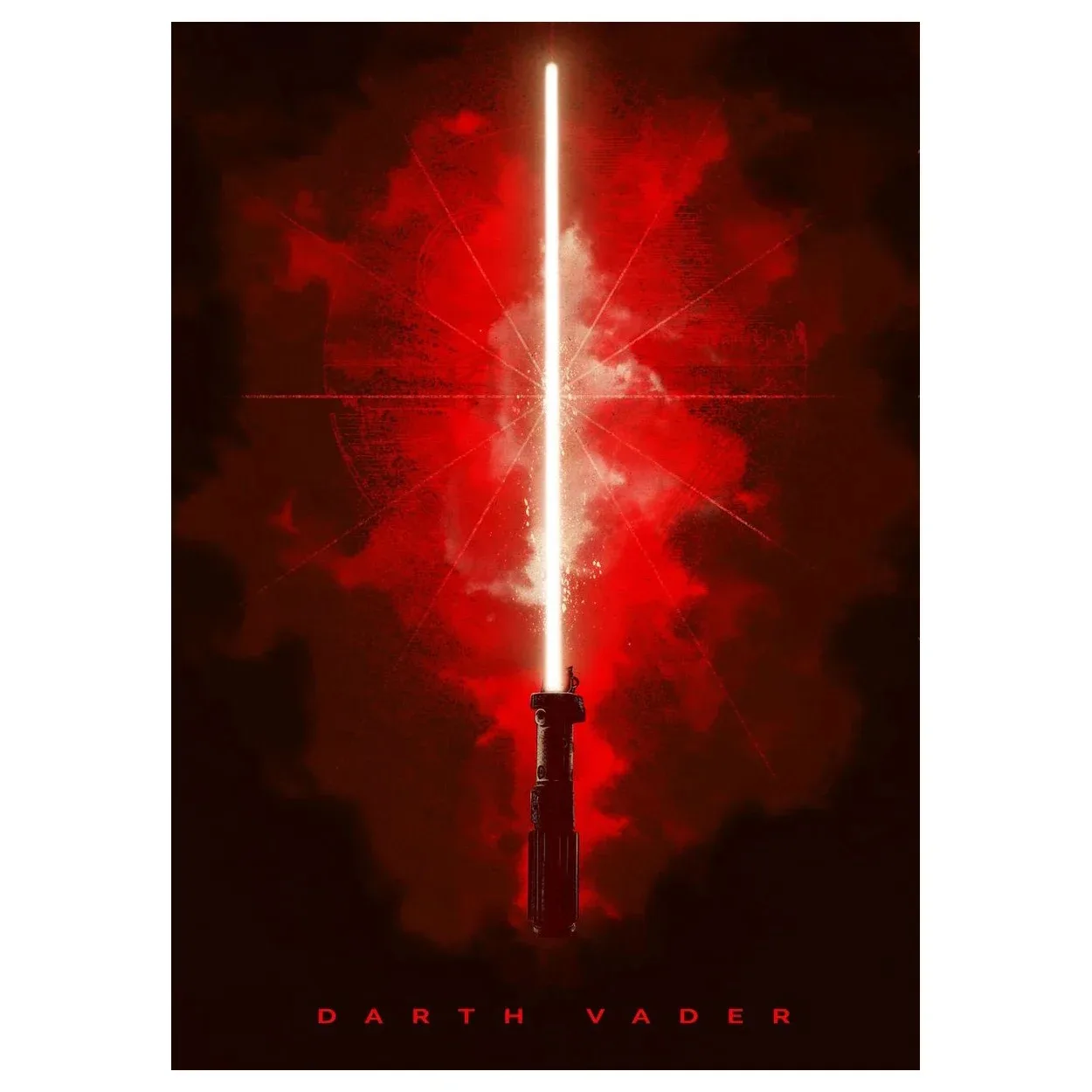 Plakat kosmicznej sagi z mieczem świetlnym Czerwony