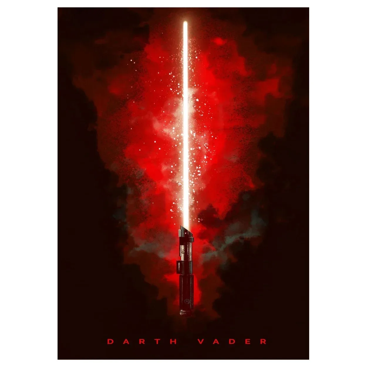 Plakat kosmicznej sagi z mieczem świetlnym Jasnoszary