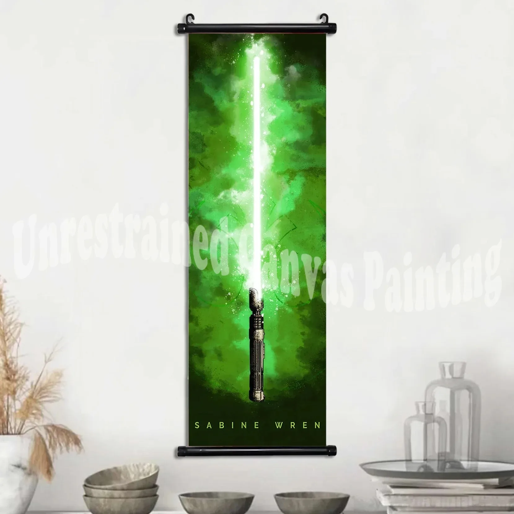 Plakat kosmiczny z mieczem świetlnym - zwój Zielony