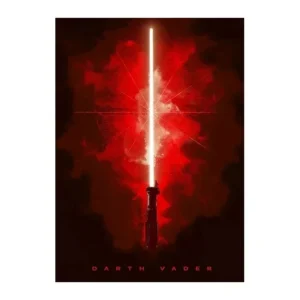 Plakat kosmiczny z napisem i mieczem świetlnym Granatowy