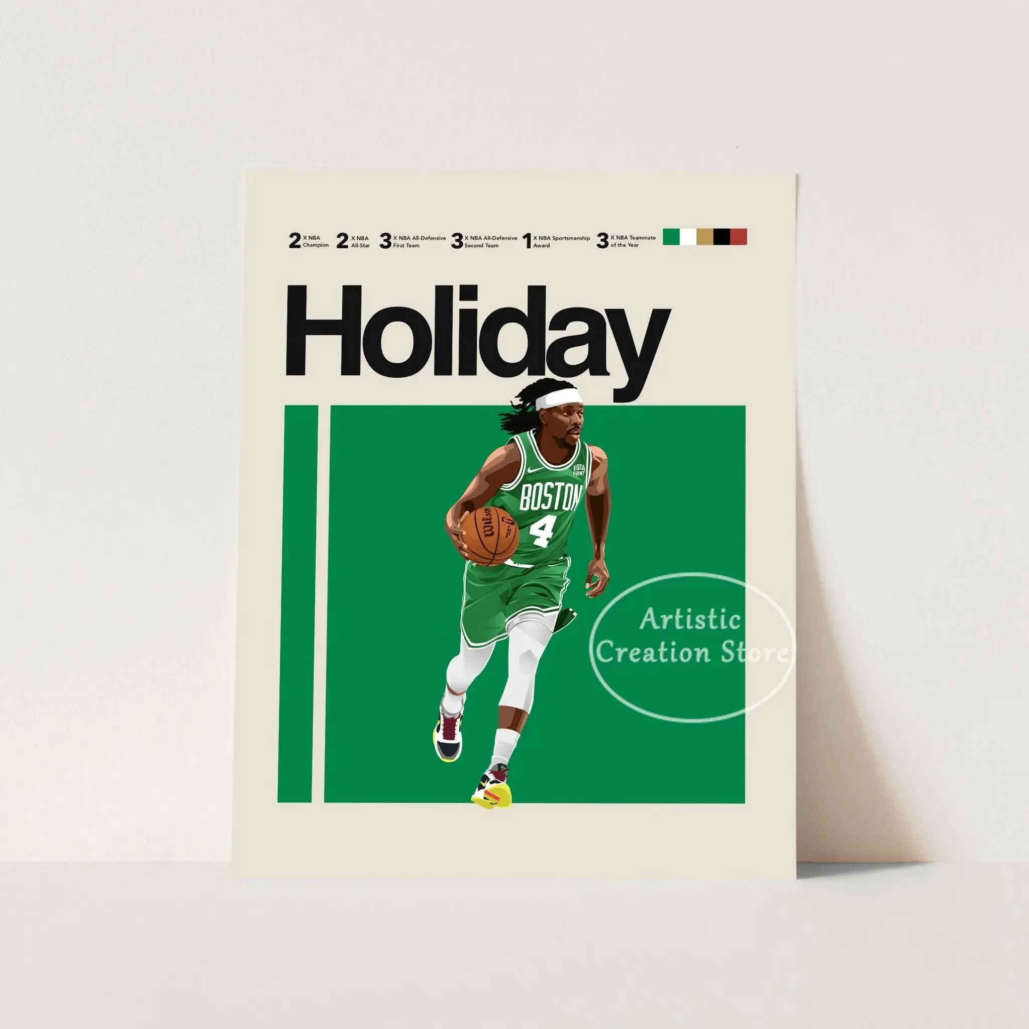 Plakat koszykarski Tatum - minimalistyczna grafika dla fana NBA Wzór 3