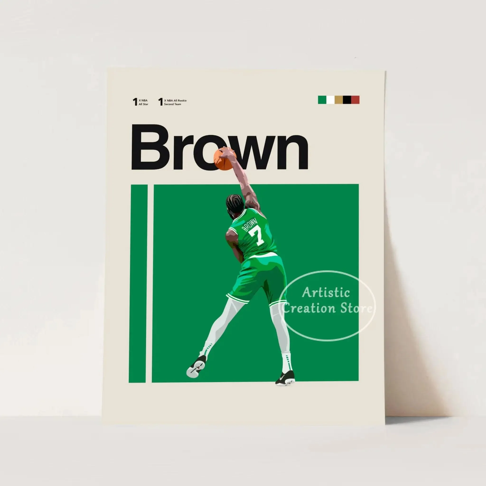 Plakat koszykarski Tatum - minimalistyczna grafika dla fana NBA Wzór 4