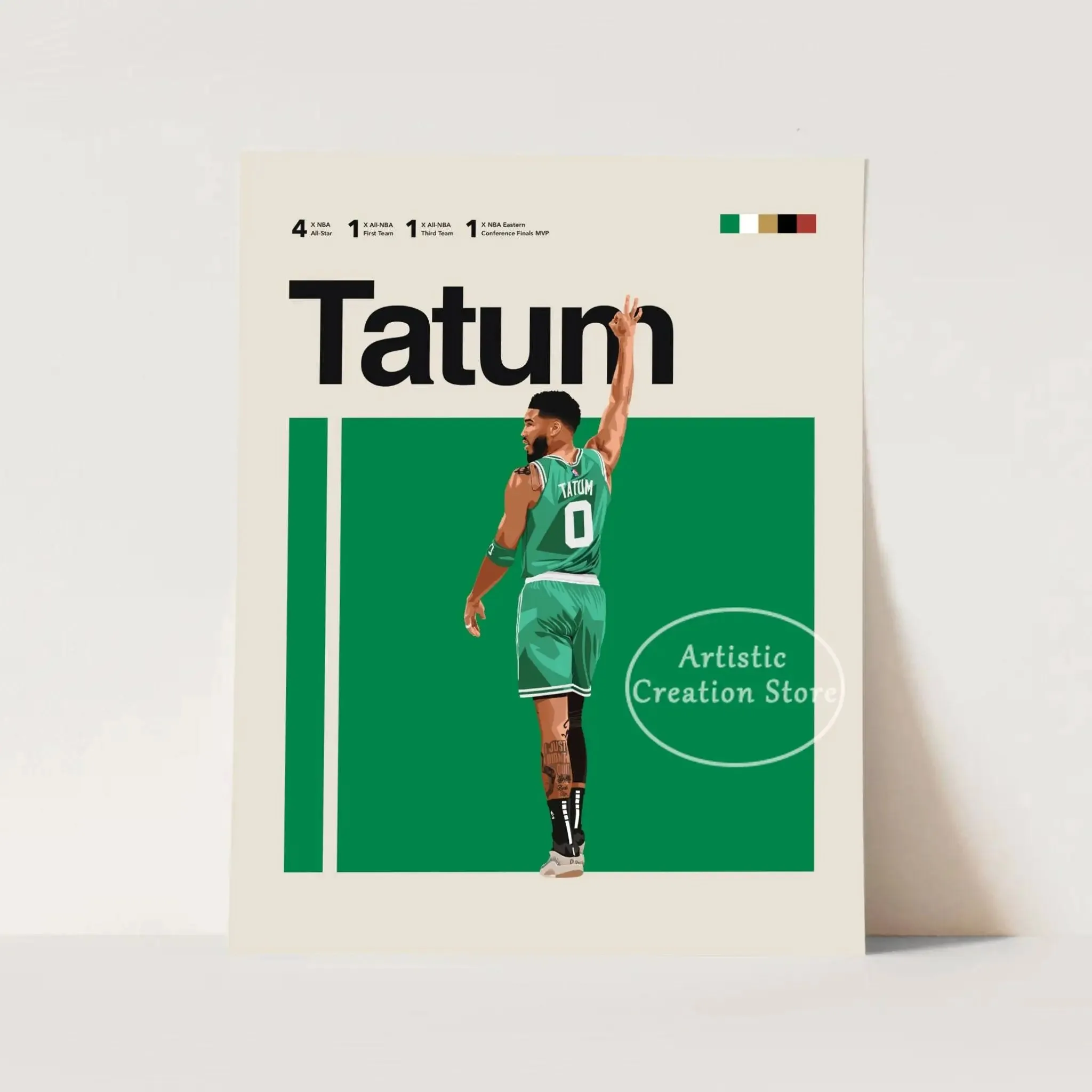 Plakat koszykarski Tatum - minimalistyczna grafika dla fana NBA Wzór 5
