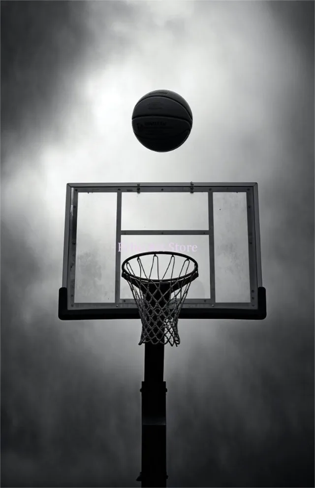 Plakat sportowy do koszykówki z motywacyjnym cytatem Czerwony