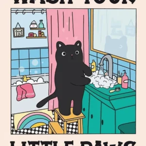 Plakat z kotem do łazienki Lave Your Paws Xx 1