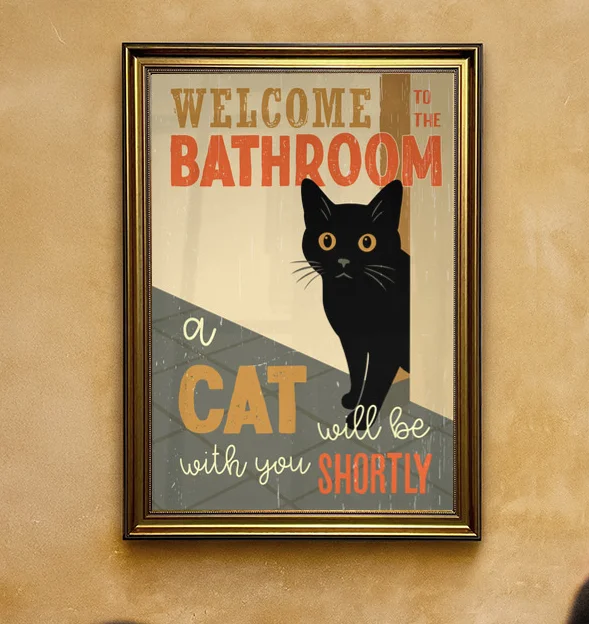 Zabawny plakat z kotem do łazienki Wzór 3