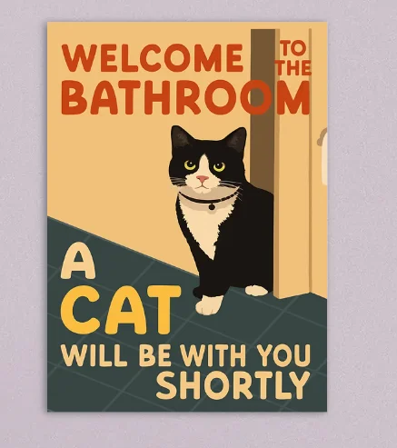 Zabawny plakat z kotem do łazienki Wzór 5