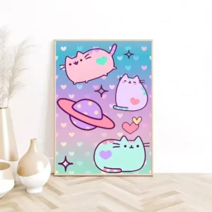 Plakat z kotem Pusheen kawaii Wzór 1