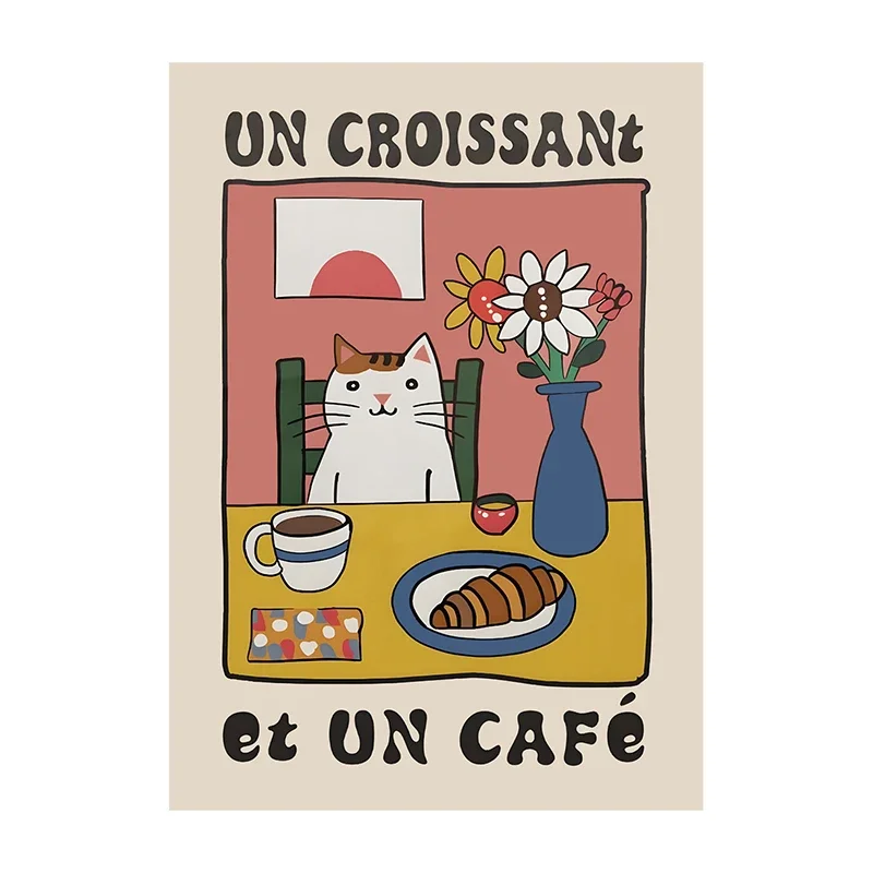 Plakat kot szef kuchni retro Burgundia
