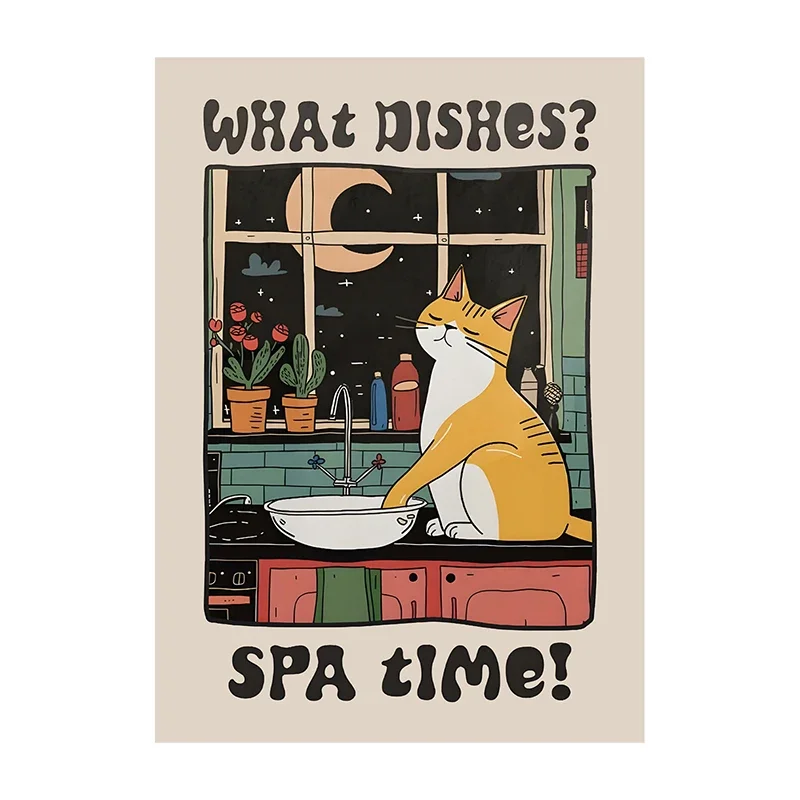 Plakat kot szef kuchni retro Jasnozielony