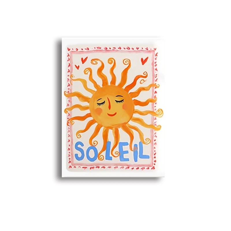 Krab, słonecznik i palmy - letni plakat dziecięcy Biały