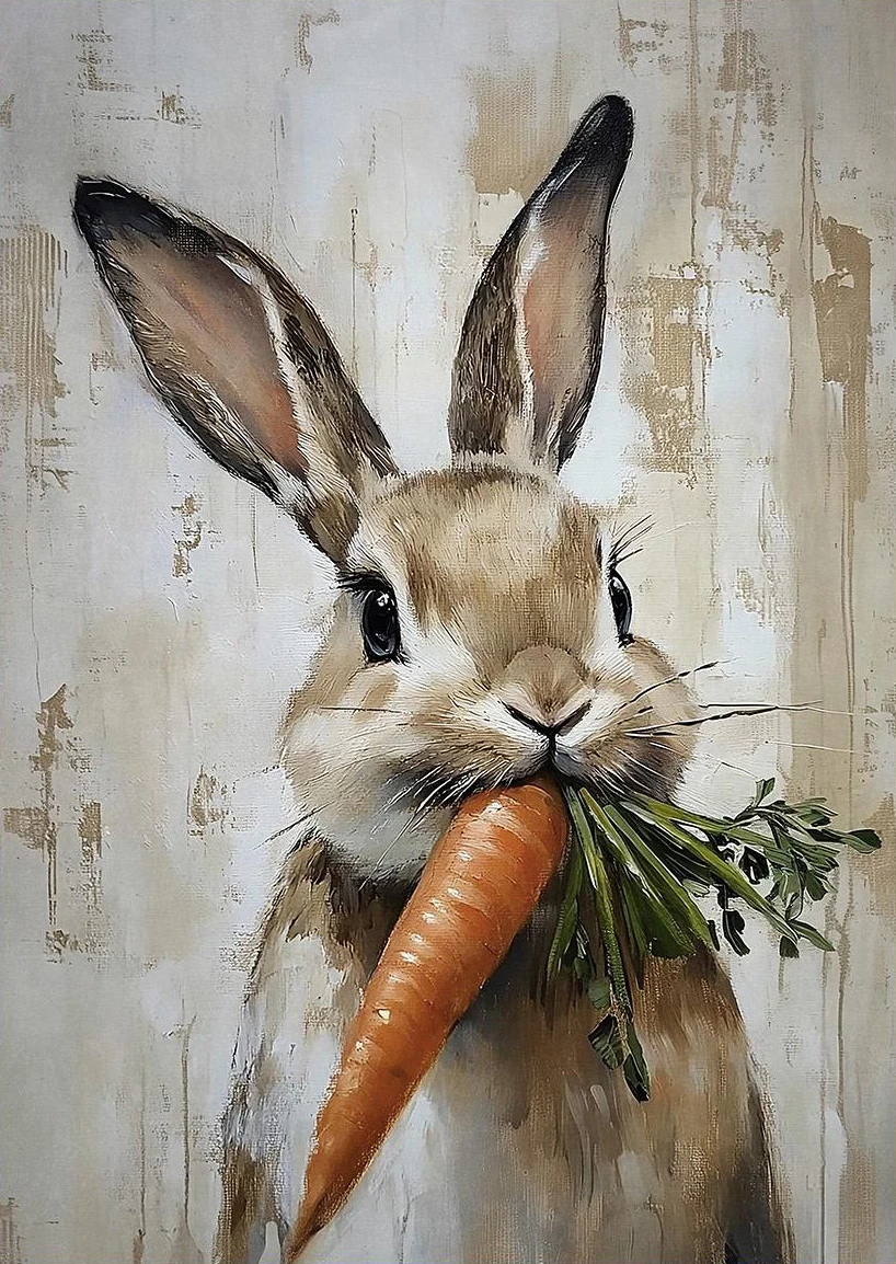 Plakat Boho Królik - rustykalna grafika wielkanocna Jasny