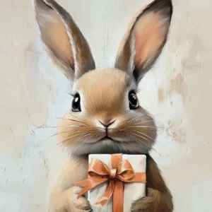 Plakat króliczek wielkanocny - wiosenna grafika do pokoju Czarny