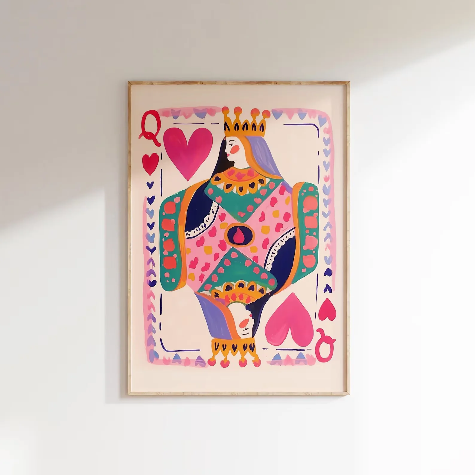 Plakat Krolowa Kier - kolorowa karta Wzór 5