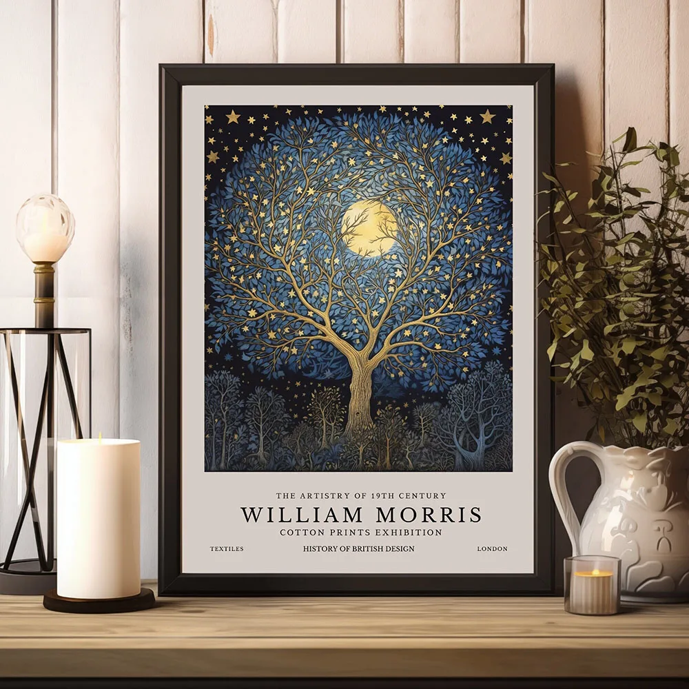 Plakat Księżyc i Gwiazdy William Morris Jasnozielony