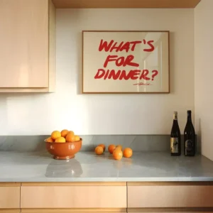 Plakat do kuchni What Is for Dinner w stylu Bauhaus Wzór 1