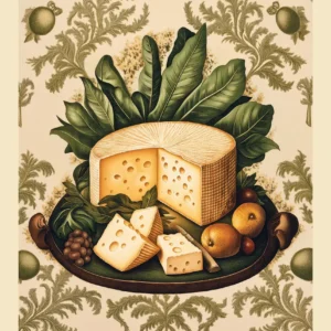 Plakat z owocami i warzywami w stylu William Morris Czekolada