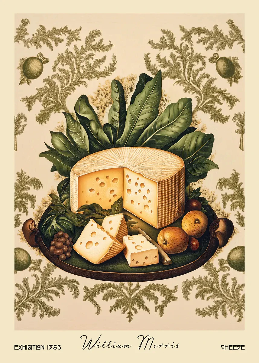 Plakat z owocami i warzywami w stylu William Morris Czekolada