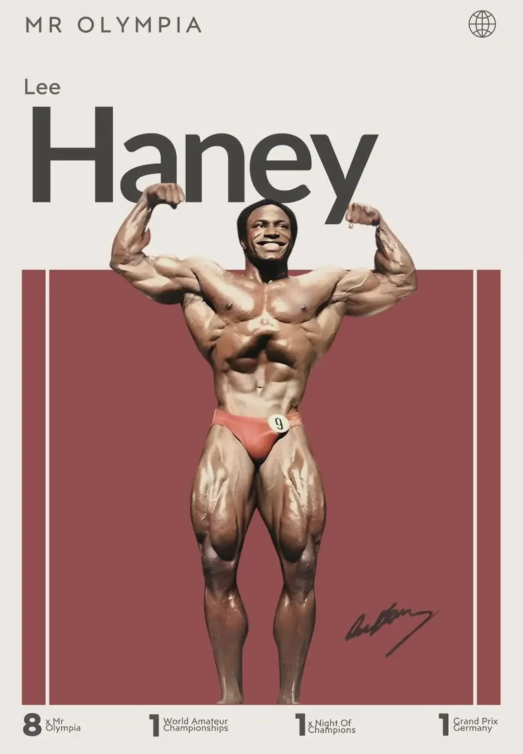 Plakat kulturystyczny Mr Olympia - Bumstead, Coleman żółty