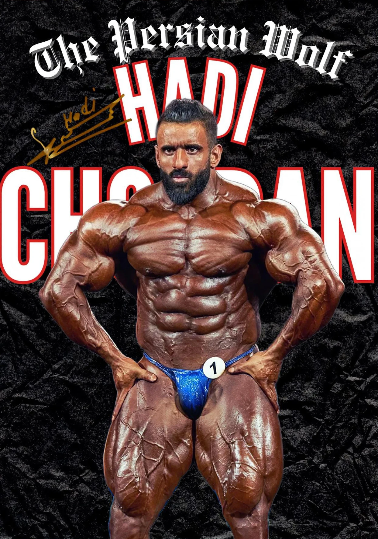Plakat kulturyści i mistrzowie fitness Pomarańczowy