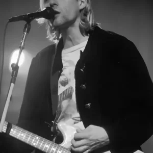 Kurt Cobain - czarno-biały plakat muzyczny Wzór 1