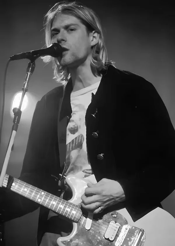 Kurt Cobain - czarno-biały plakat muzyczny Wzór 1