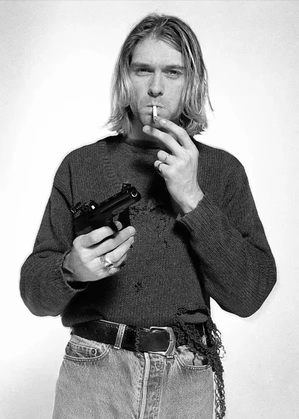 Kurt Cobain - czarno-biały plakat muzyczny Wzór 8