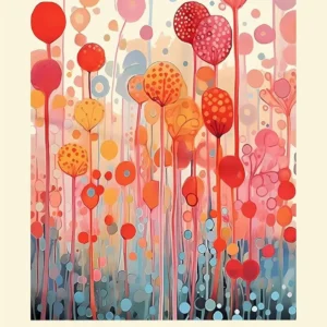 Plakat z kwiatem w stylu Yayoi Kusama - kolorowa grafika artystyczna Zielony