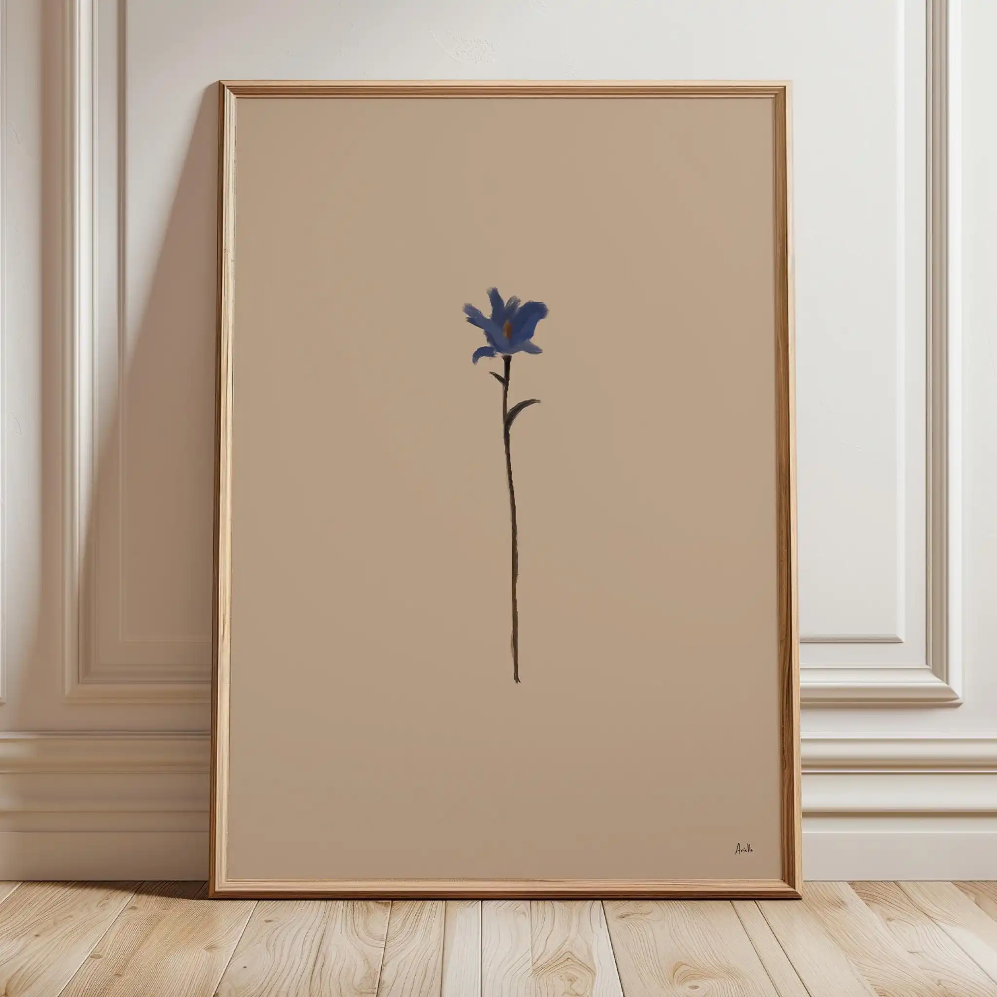 Plakat Kwiatowy Vintage Terakota Rośliny Granatowy