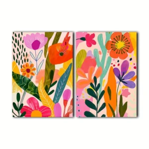 Boho kwiaty wiosna i lato Czerwony