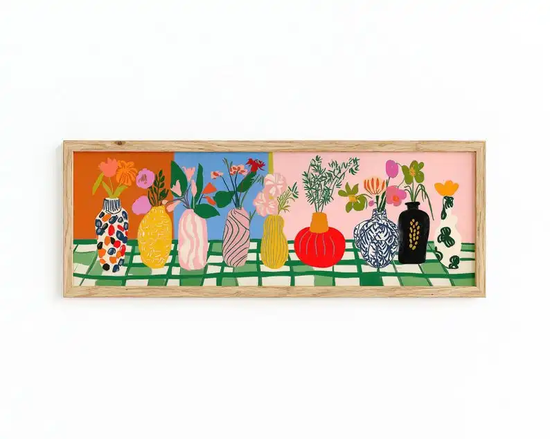 Kwiaty Matisse - panoramiczny plakat na płótnie Czerwony