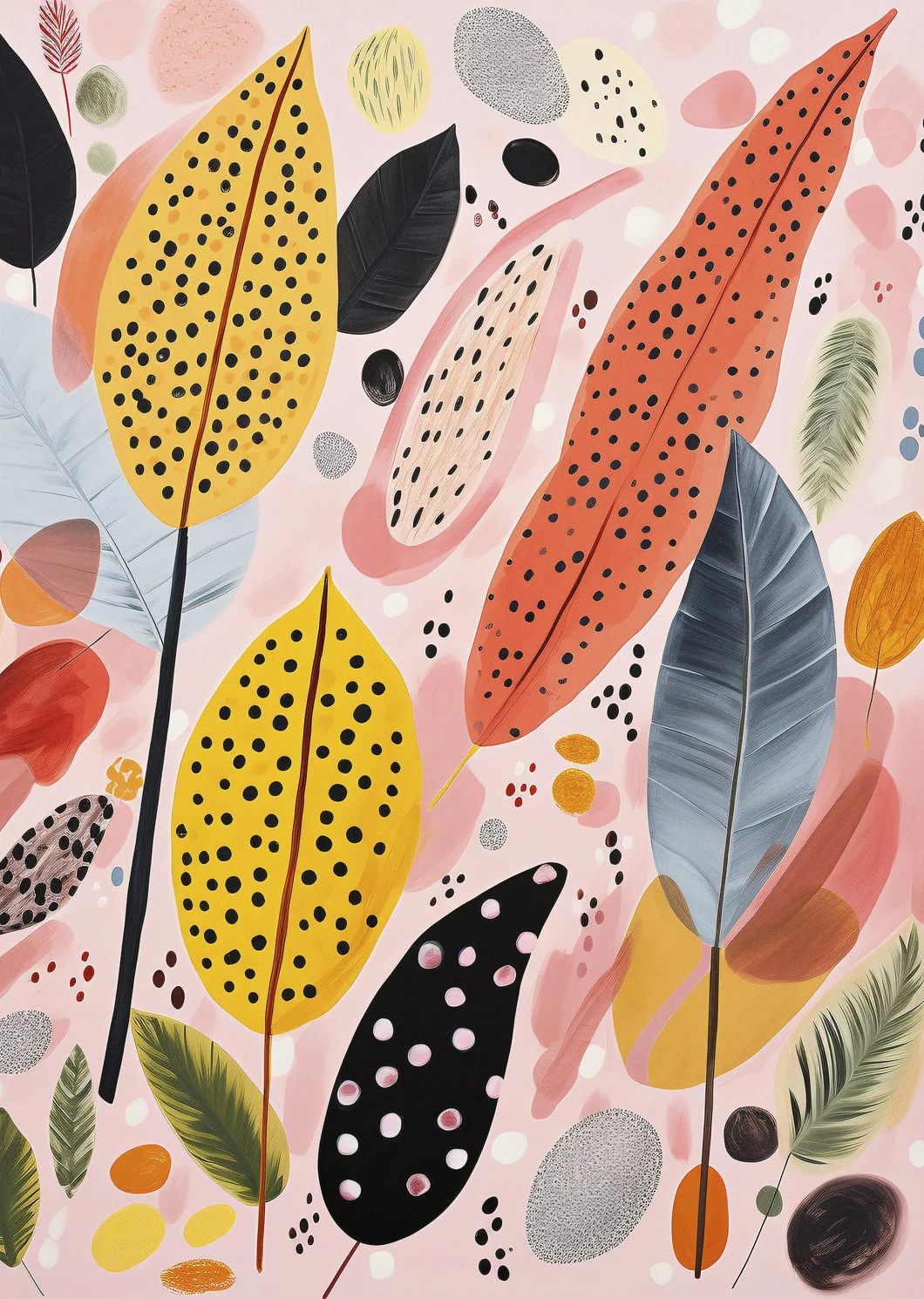 Kwiaty w stylu mid-century vintage Jasnozielony