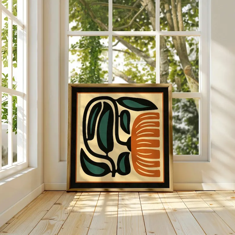 Plakat botaniczny kwiaty w stylu vintage boho Wzór 1