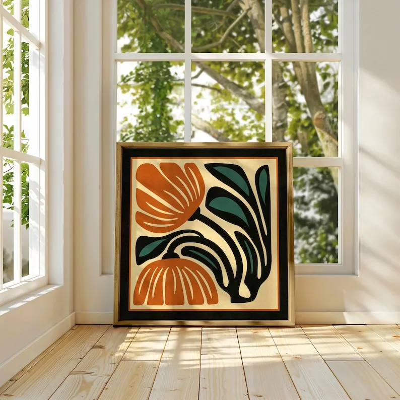 Plakat botaniczny kwiaty w stylu vintage boho Wzór 2