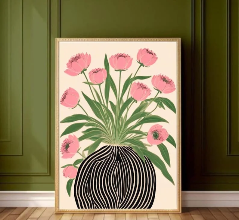 Plakat kwiaty w wazonie - styl Matisse Wzór 1