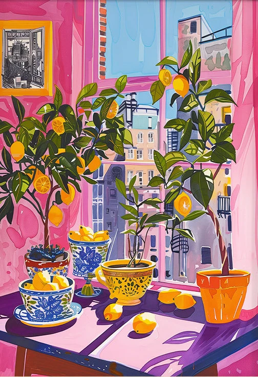 Plakat La Dolce Vita - akwarela do kuchni Pomarańczowy