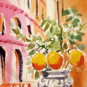 Plakat La Dolce Vita - retro spritz i cytryny żółty