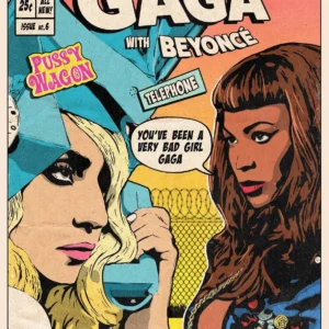Lady Gaga - plakat w stylu komiksowym Ciemny szary
