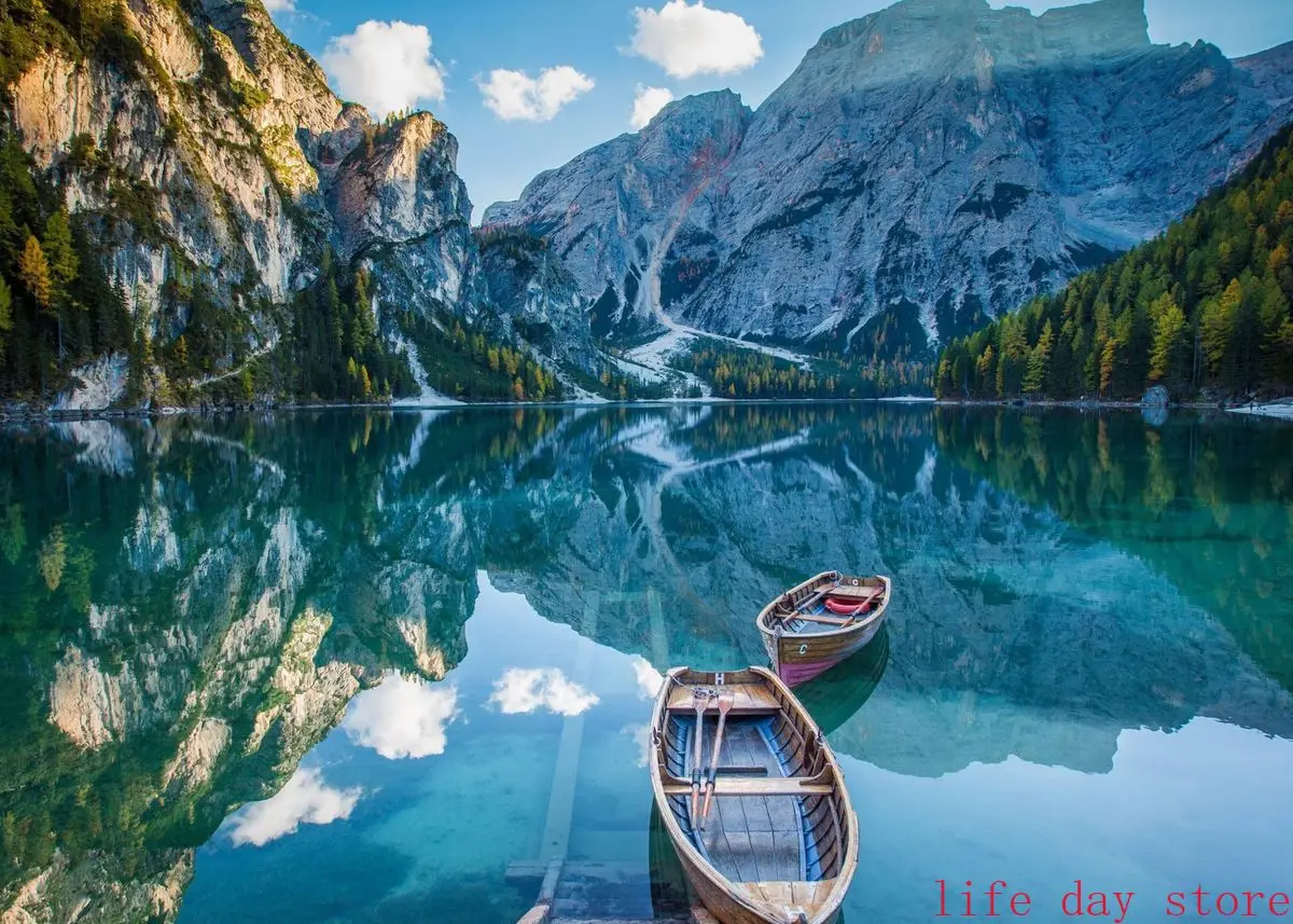 Plakat las gora jezioro natura Jasnoszary