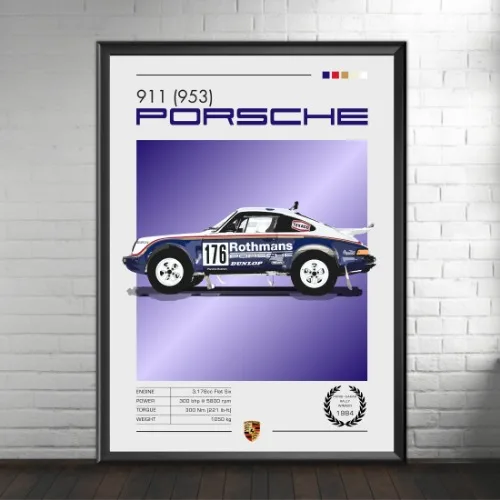 Plakat z legendami rajdowymi w klasycznym stylu Czarny