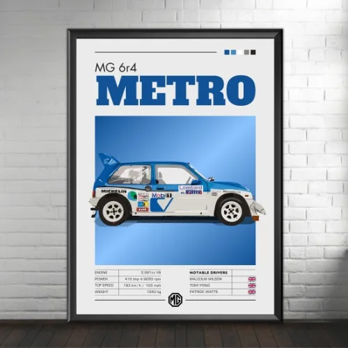 Plakat z legendami rajdowymi w klasycznym stylu Fioletowy