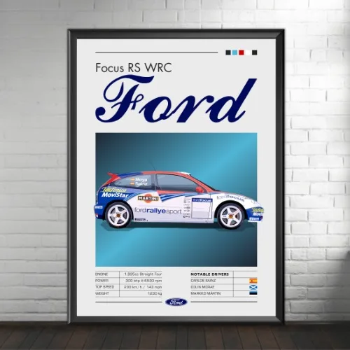 Plakat z legendami rajdowymi w klasycznym stylu Jasnoszary