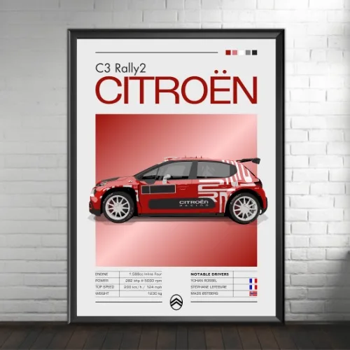 Plakat z legendami rajdowymi w klasycznym stylu Jasnożółty