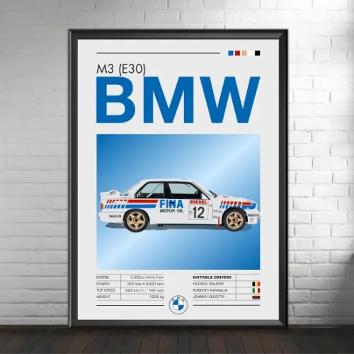 Plakat z legendami rajdowymi w klasycznym stylu żółty