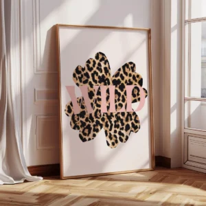 Plakat Leopard i hibiskus Y2K Wzór 1