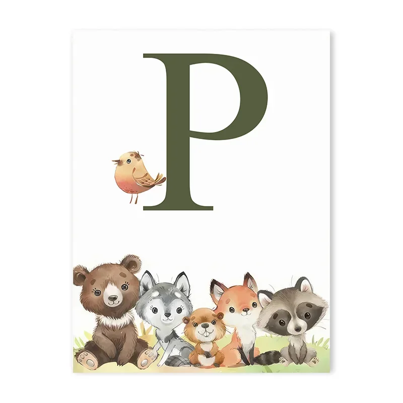 Plakat leśne zwierzęta - jeleń, lis, niedźwiedź Brązowy