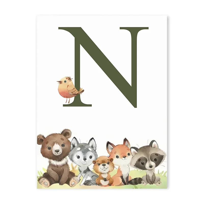 Plakat leśne zwierzęta - jeleń, lis, niedźwiedź Jasny